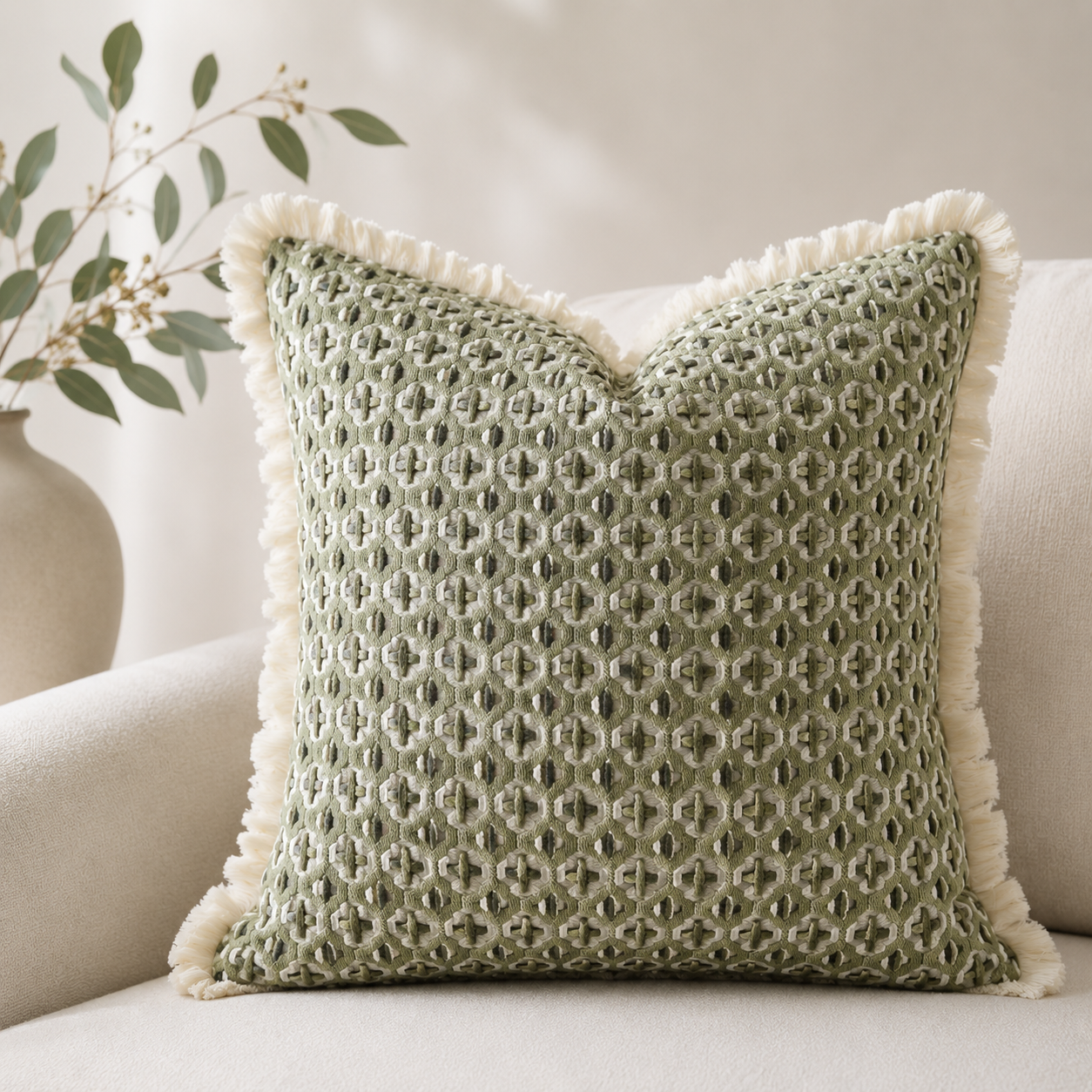 Seafoam Tile Cushion Cover