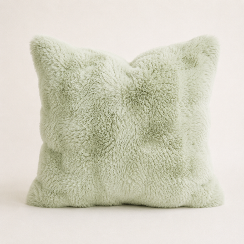 Sea Mist Faux Fur Cushion Cover