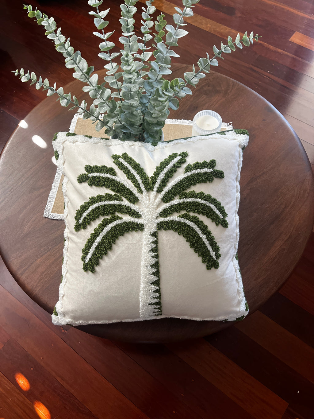 Coastal Palm Velour Cushion Cover