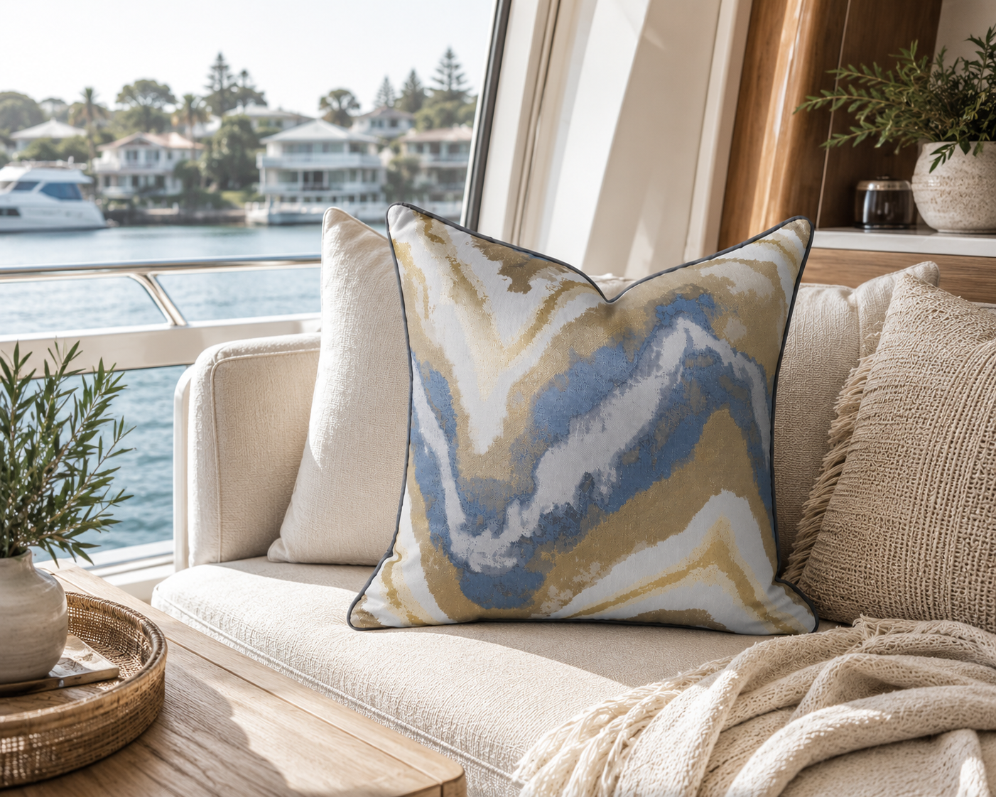 Bluewater Marble Cushion Cover
