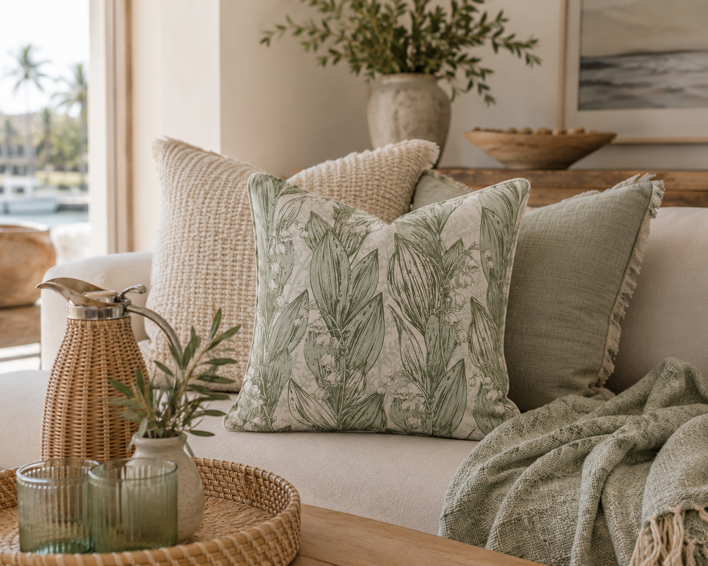 Sage Blossom Botanical Cushion Cover