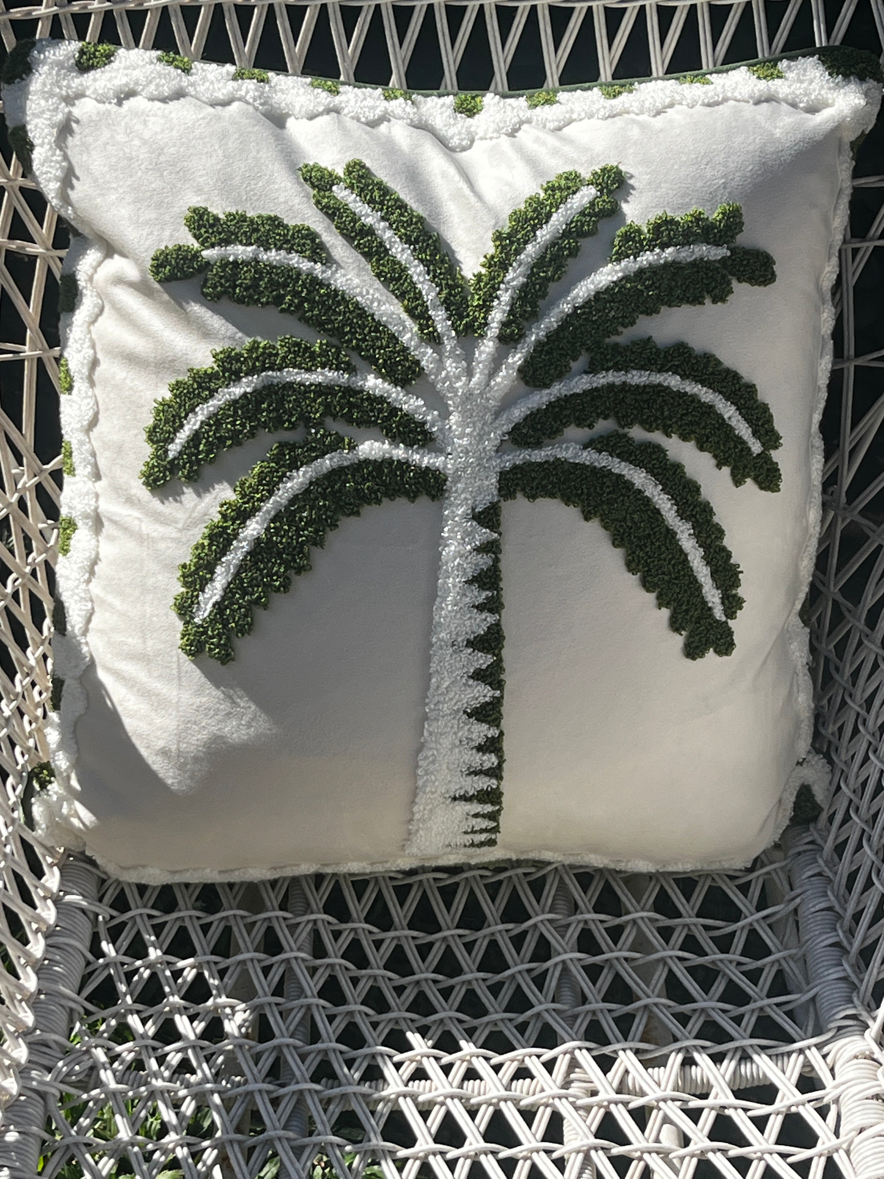 Coastal Palm Velour Cushion Cover
