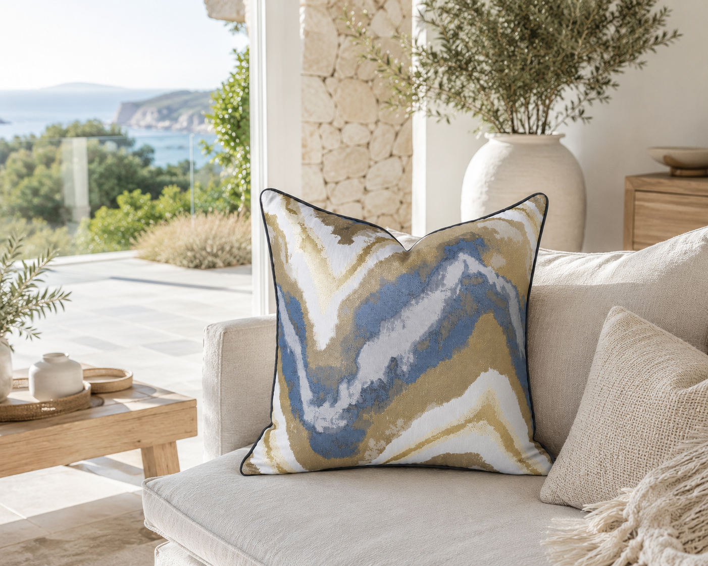 Bluewater Marble Cushion Cover