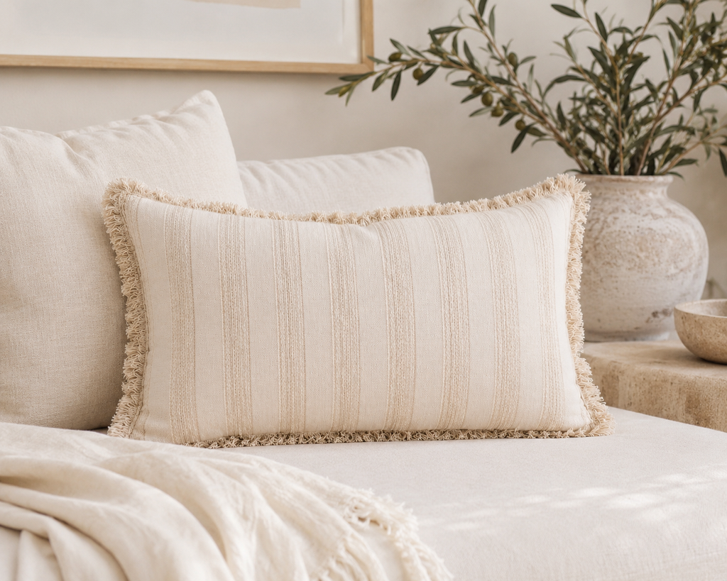 Kirra Sand Fringe Cushion Cover