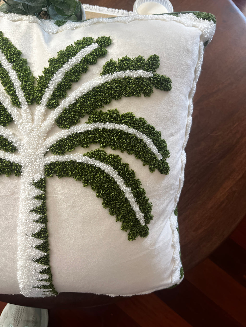 Coastal Palm Velour Cushion Cover