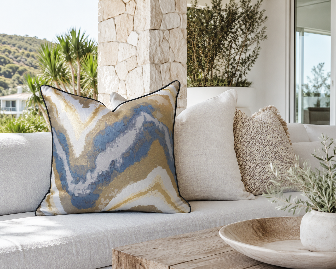 Bluewater Marble Cushion Cover