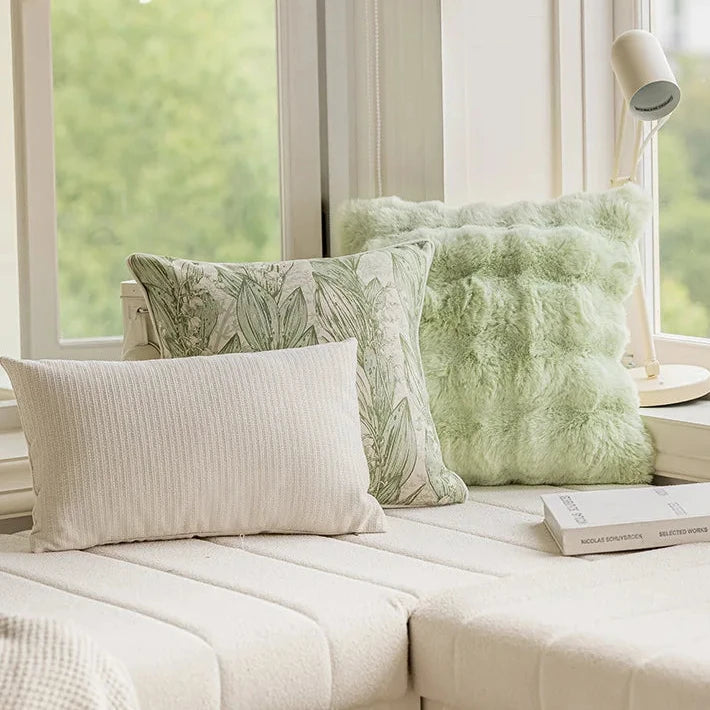 Sea Mist Faux Fur Cushion Cover